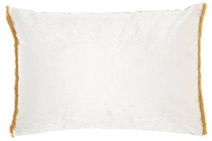 14" X 20" Green And White Cotton Throw Pillow