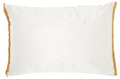 14" X 20" Green And White Cotton Throw Pillow