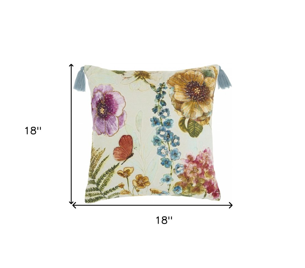 18" Orange White and Green Cotton