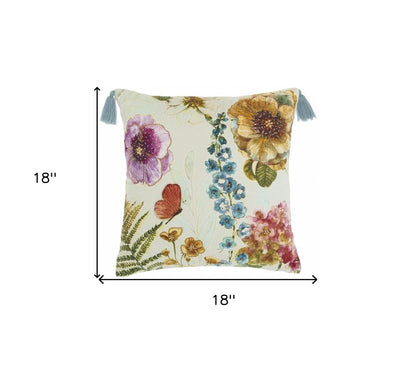 18" Orange White and Green Cotton