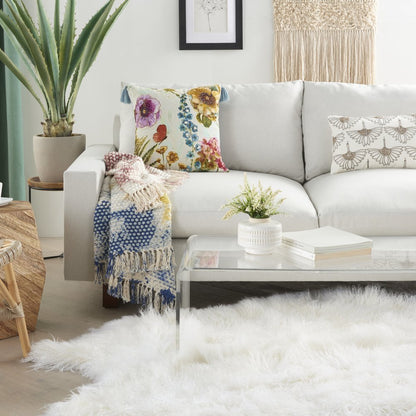 18" Orange White and Green Cotton