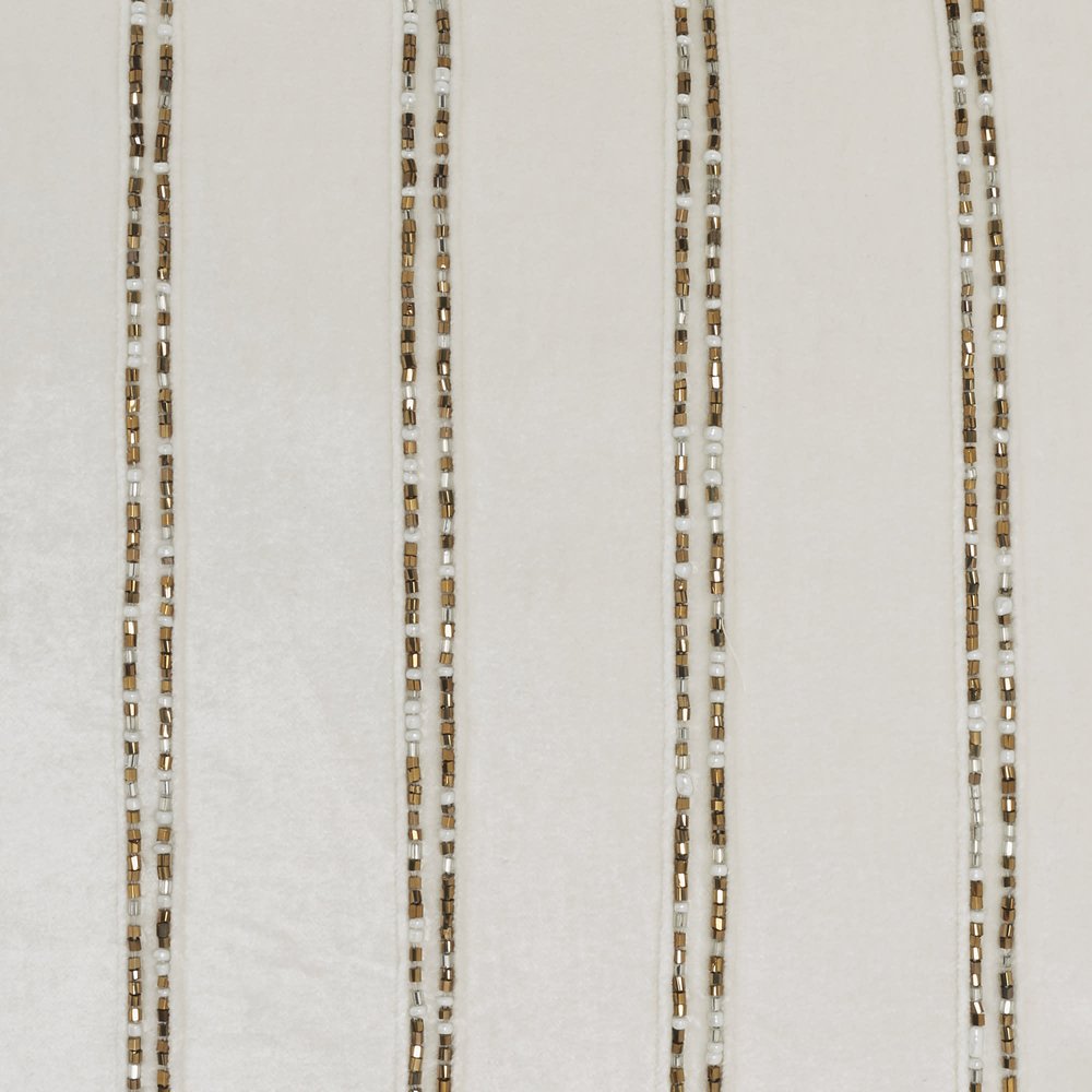 Glam Ivory And Gold Accent Throw Pillow With Beaded Details