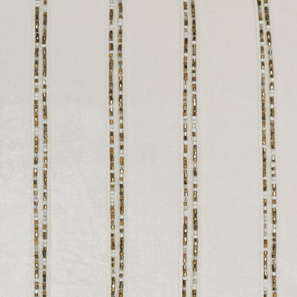 Glam Ivory And Gold Accent Throw Pillow With Beaded Details