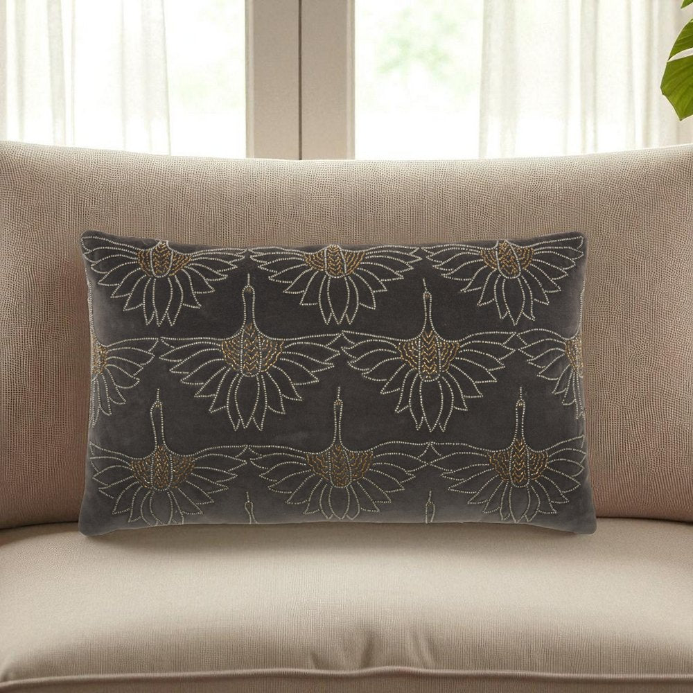 Brilliant Dark Grey Lumbar Pillow