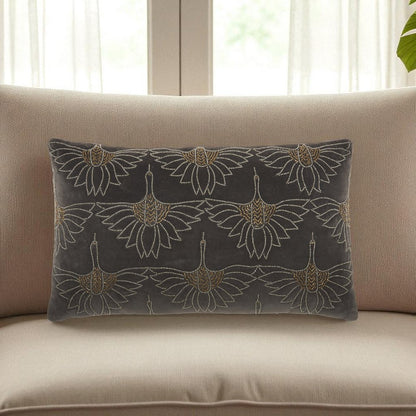 Brilliant Dark Grey Lumbar Pillow