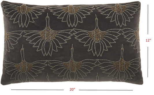 Brilliant Dark Grey Lumbar Pillow