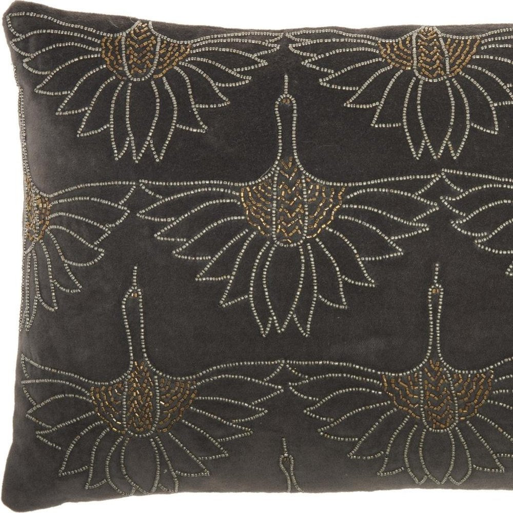 Brilliant Dark Grey Lumbar Pillow