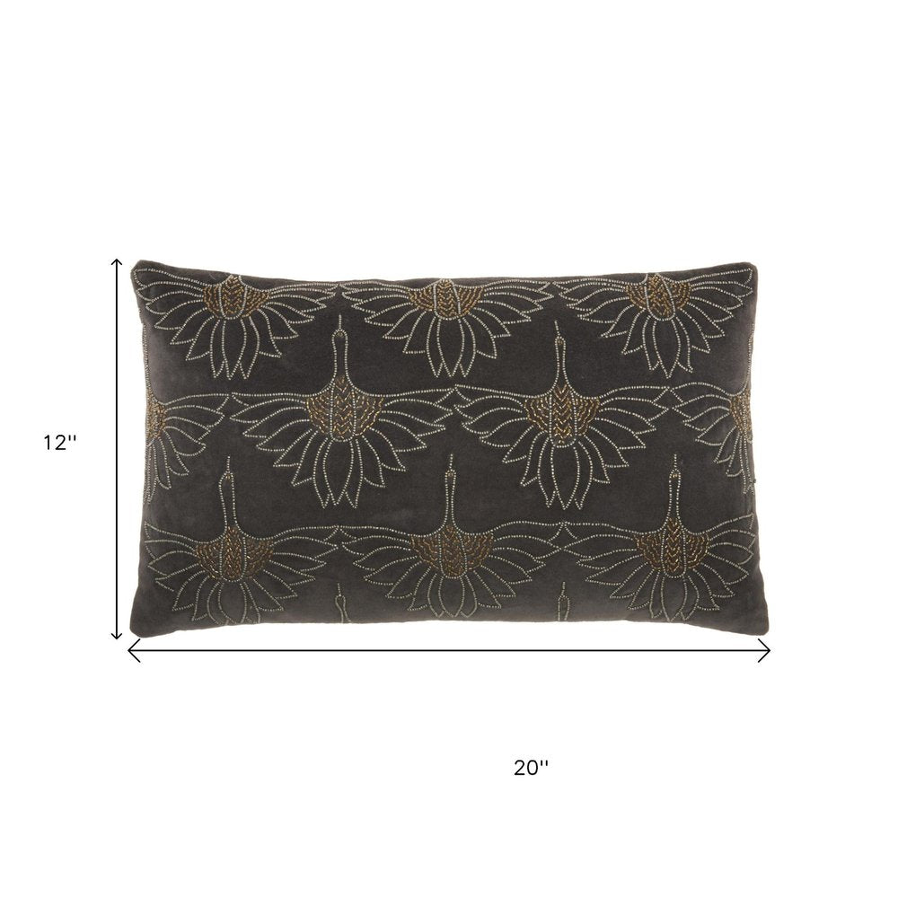 Brilliant Dark Grey Lumbar Pillow