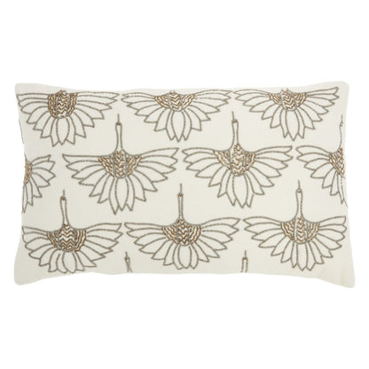 12" X 20" Ivory Cotton Throw Pillow