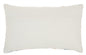 12" X 20" Beige Blue and Ivory Geometric Cotton Throw Pillow With Textured Appliques