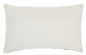 12" X 20" Beige Blue and Ivory Geometric Cotton Throw Pillow With Textured Appliques
