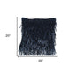 20" Navy Blue Textured Throw Pillow with Fringe
