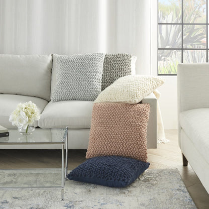 20" Light Gray Cotton Blend Curly Loops Throw Pillow