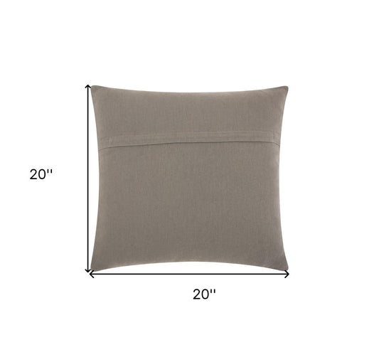 20" Light Gray Cotton Blend Curly Loops Throw Pillow