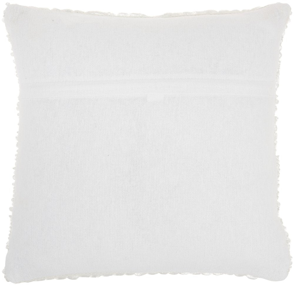 20" White Striped Cotton Blend Throw Pillow