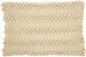 14" X 20" Cream Lumbar Throw Pillow with Pompoms And Texture
