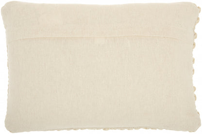 Cream Pom-Pom Detailed Lumbar Pillow