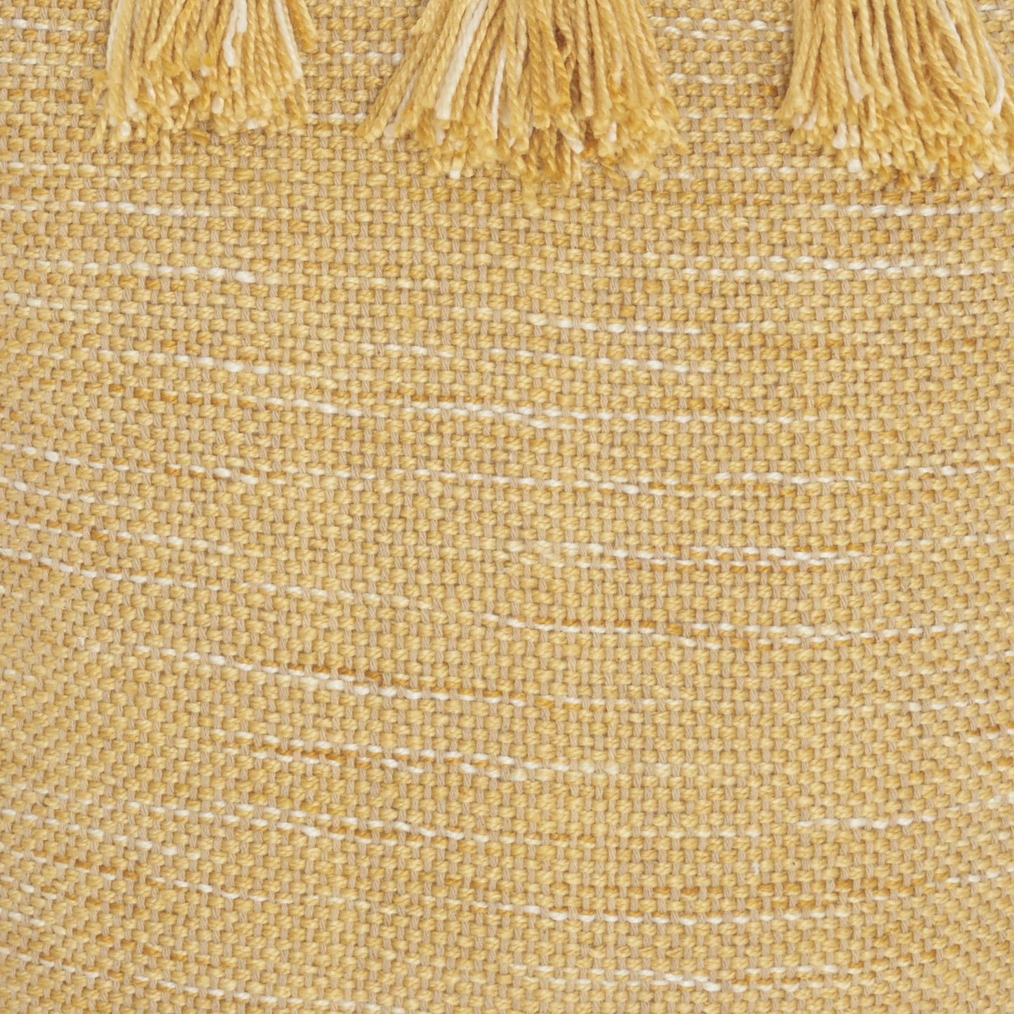 18" Yellow Polyester Blend Throw Pillow With Tassels