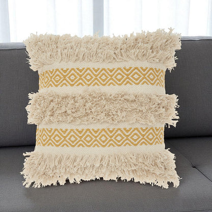 Mustard Diamond Patterned Throw Pillow