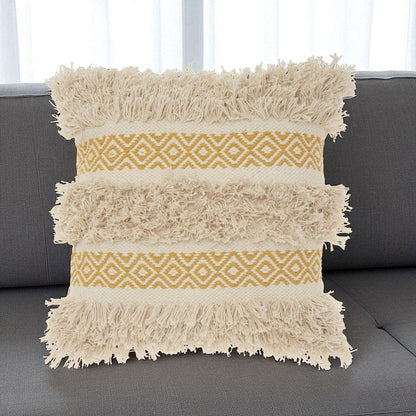 Mustard Diamond Patterned Throw Pillow
