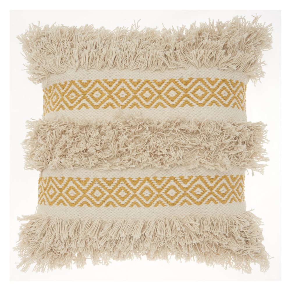 Mustard Diamond Patterned Throw Pillow