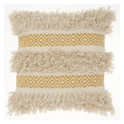 Mustard Diamond Patterned Throw Pillow