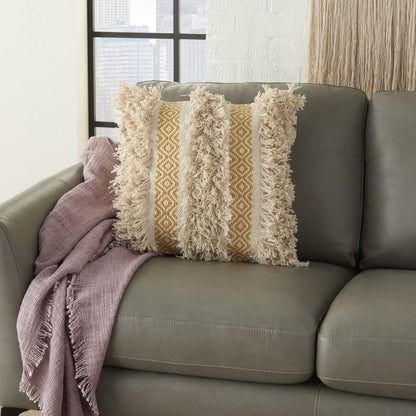 Mustard Diamond Patterned Throw Pillow