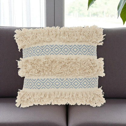 Blue Diamond Patterned Throw Pillow