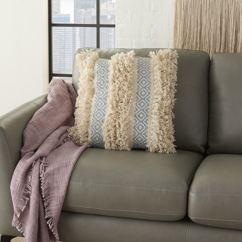 Blue Diamond Patterned Throw Pillow