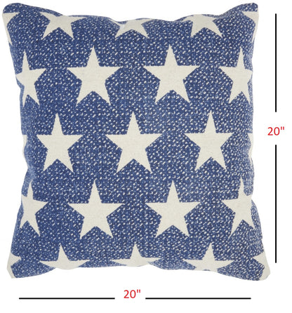 Navy Blue And Ivory Stars Throw Pillow