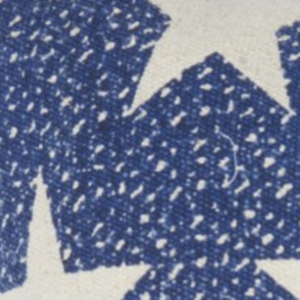 20" Ivory And Navy Blue Stars Cotton Throw Pillow