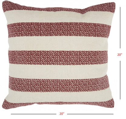 Red And Ivory Stripes Throw Pillow