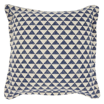 Indigo And Ivory Triangle Design Throw Pillow
