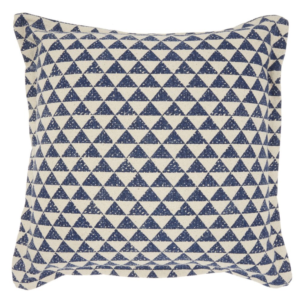 Indigo And Ivory Triangle Design Throw Pillow