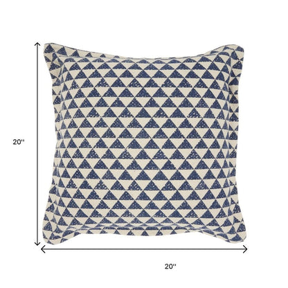 Indigo And Ivory Triangle Design Throw Pillow