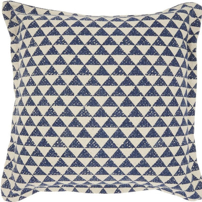 Indigo And Ivory Triangle Design Throw Pillow
