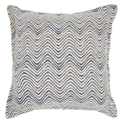 20" Indigo And Ivory Waves Throw Pillow