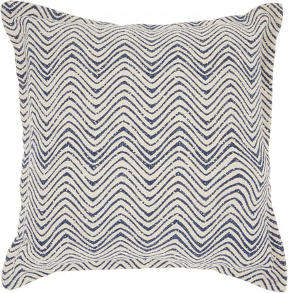 20" Indigo And Ivory Waves Throw Pillow