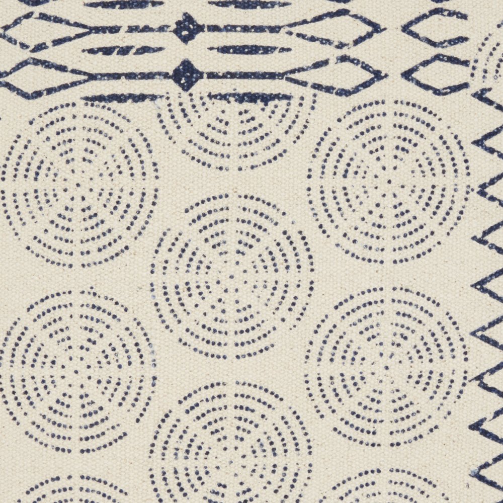 20" Indigo And Ivory Geometric Cotton Throw Pillow