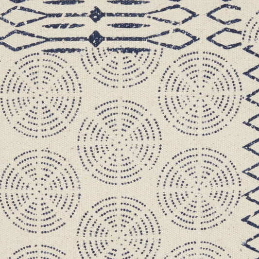 20" Indigo And Ivory Geometric Cotton Throw Pillow