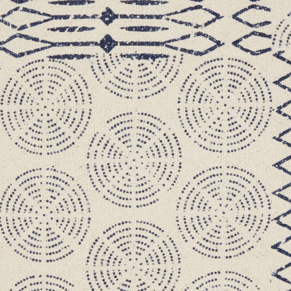 20" Indigo And Ivory Geometric Cotton Throw Pillow