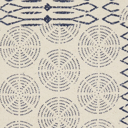 20" Indigo And Ivory Geometric Cotton Throw Pillow