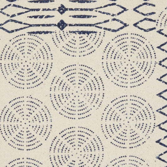 20" Indigo And Ivory Geometric Cotton Throw Pillow