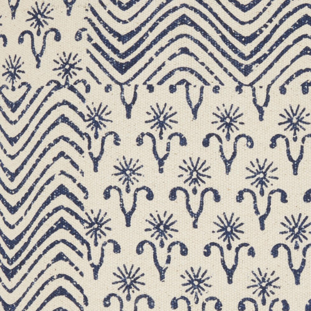 20" Indigo And Ivory Geometric Cotton Throw Pillow