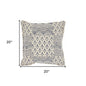 20" Indigo And Ivory Geometric Cotton Throw Pillow