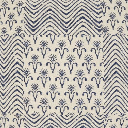 20" Indigo And Ivory Geometric Cotton Throw Pillow