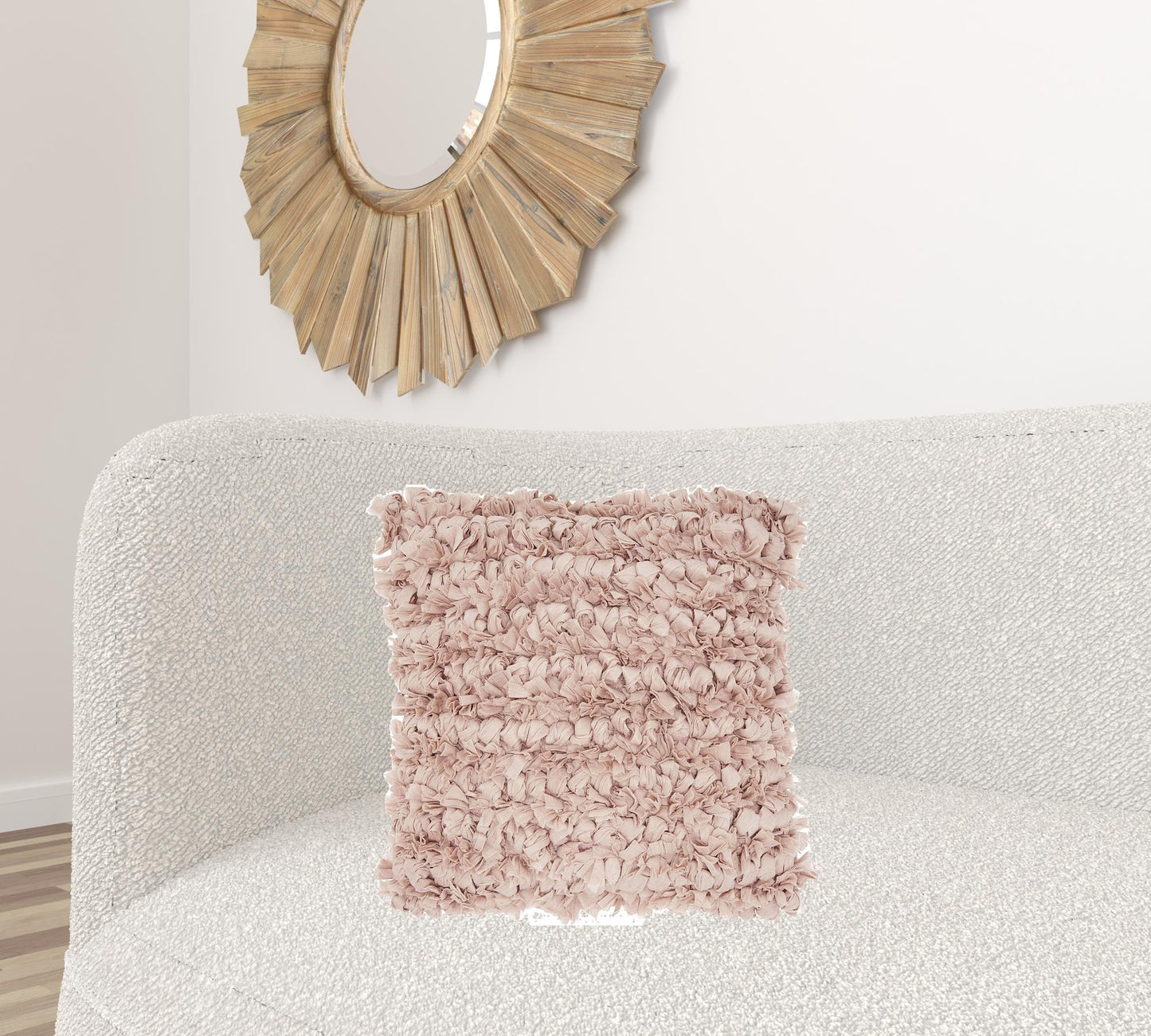 Loose Luscious Shag Light Pink Throw Pillow