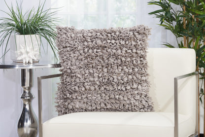 Loose Luscious Shag Light Gray Throw Pillow