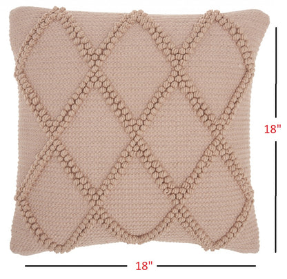 Blush Pink Textured Lattice Throw Pillow