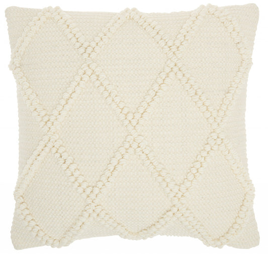 Ivory Textured Lattice Throw Pillow